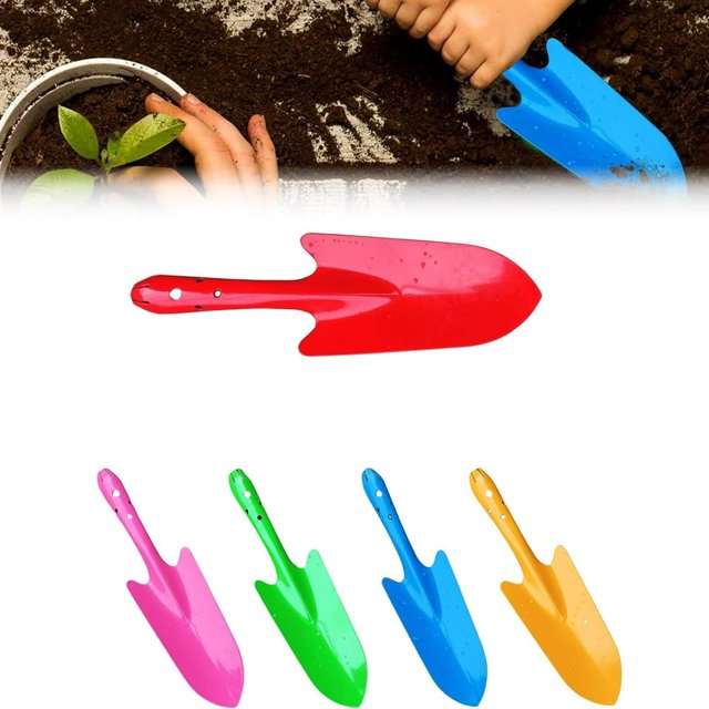 CHOK Mini Pelle de Jardin Colorée Outils de Pelle à Sable en Métal pour Enfants Pelle Résistante à la Rouille pour Planter Transplanter Désherber Creuser Plage