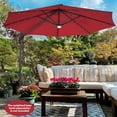 thumbnail image 1 of Gymax Parasol Solaire Déporté de 10 Pi 28 DEL Éclairé pour Patio Inclinaison Décalée 360° Vent Extérieur - Rouge, 1 of 9