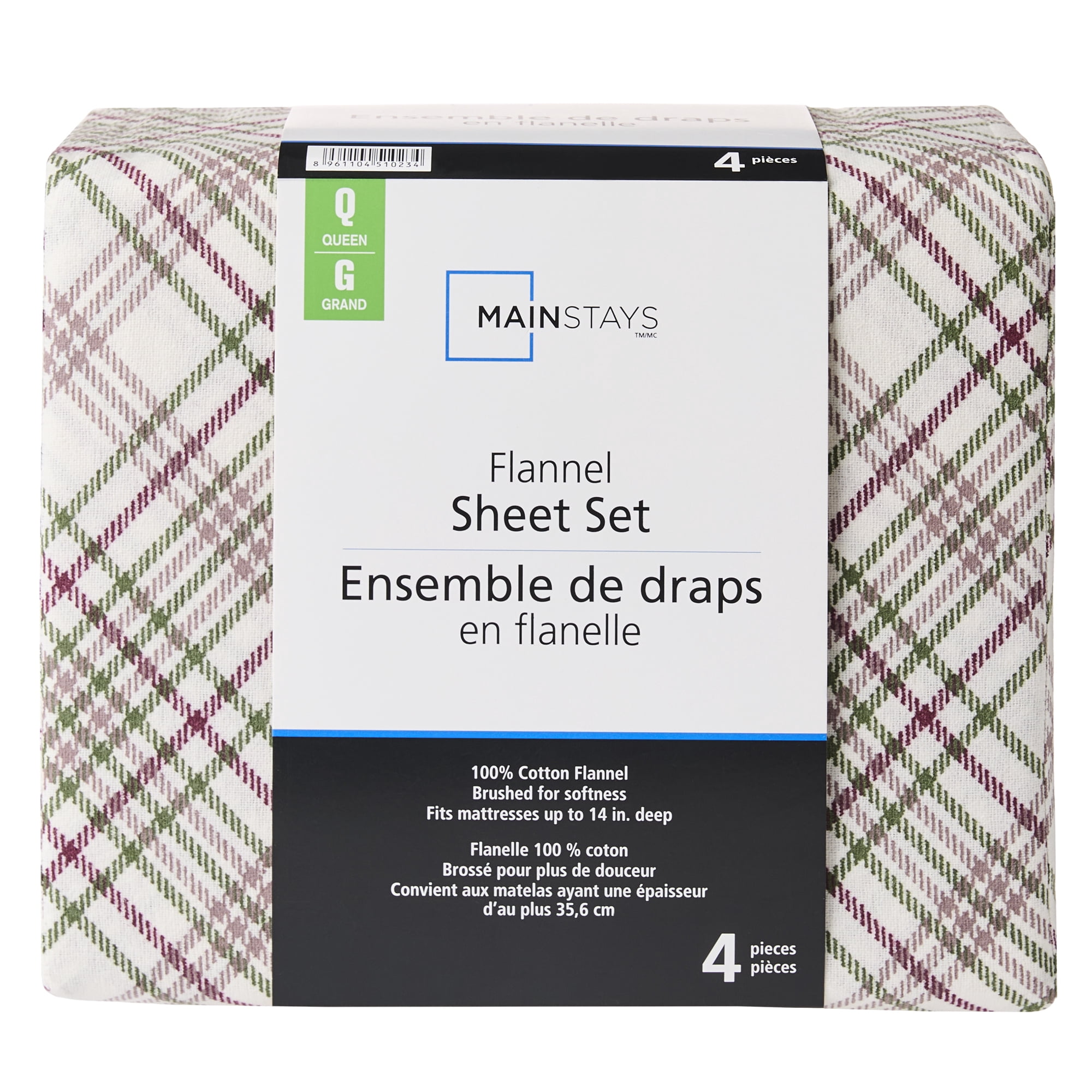 Mainstays Queen Flannel Sheet Set