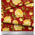 thumbnail image 2 of Soimoi Tissu de Canard de Coton Feuilles & Rose Imprimé Floral 1 Yard 56 Inch Wide, 2 of 3