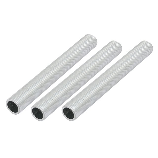 Unique Bargains 3Pcs M12 Full Threaded Lamp Nipple Pass-Through Pipe Connector 100mm Length