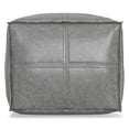 thumbnail image 2 of Simpli Home Brody Boho Square Pouf in Distressed Gray Faux Leather, 2 of 7