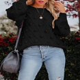 thumbnail image 3 of Pulls Tricotés pour Femmes Pulls Unis Col Rond Pull à Manches Longues, 3 of 6