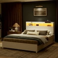 thumbnail image 3 of GUNAITO Full Bed Frame with 2 Drawers Headboard Platform Bed Frame with LED Lights Charging Station White, 3 of 9