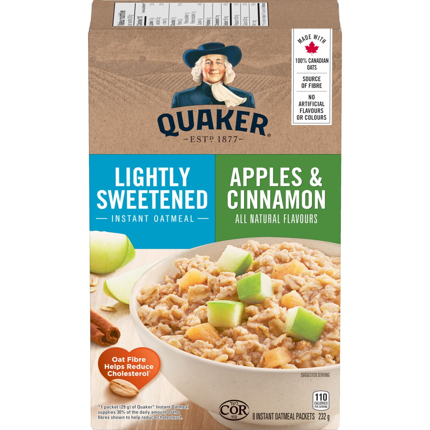 Quaker Lightly Sweetened Apples & Cinnamon Instant Oatmeal