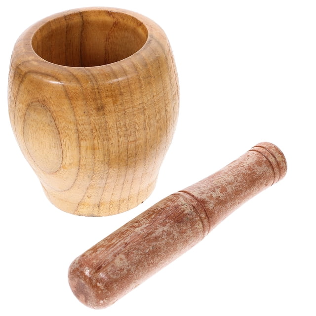 1 Set Durable Household Garlic Pugging Pot Pedestal Bowl Mortar and Pestle Set for Home Restaurant Kitchen (9cm)