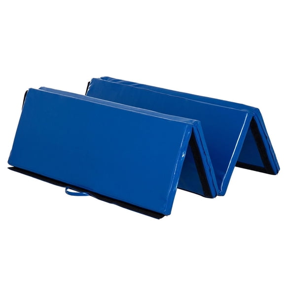 Soozier 4'x6'x2'' Folding Gymnastics Tumbling Mat, Exercise Mat with Carrying Handles for Yoga, MMA, Martial Arts, Stretching, Core Workouts, Blue