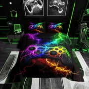 QUTETN Modern Black Blue Gaming Joystick Comforters & Duvets  Queen