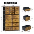thumbnail image 3 of Soges Commode à 16 Tiroirs pour Chambre, Haute Commode, Tour d'Organisation de Rangement en Tissu, Armoire, Brun Rustique, 3 of 8