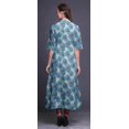 thumbnail image 4 of Bimba Robe Anarkali Imprimée à Plumes de Paon Bleues pour Femmes, Col Mandarin, Kurtis Indiens, Kurta Asymétrique - Grand, 4 of 5