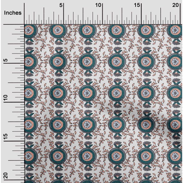 oneOone Georgette Viscose Fabric Leaves & Floral Block Print Fabric BTY 42 Inch Wide