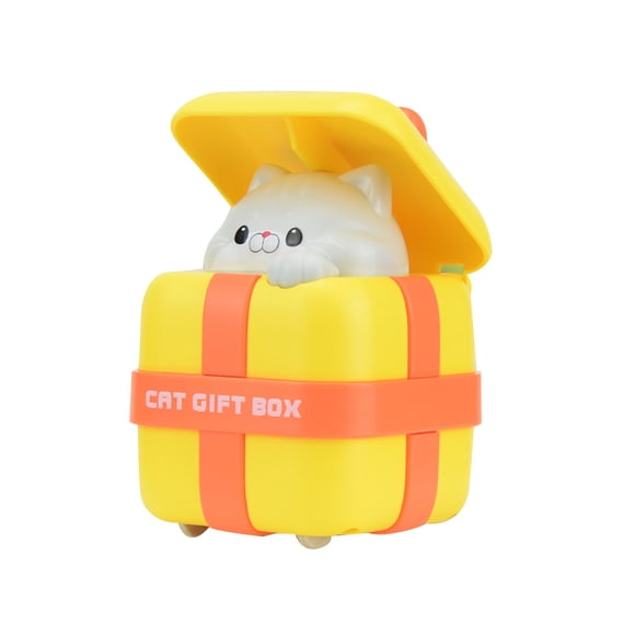 SIYTUAU Kids Carton Cute Pet Gift Cat Push Toy Car Baby Animal Model Sliding Friction Powered Press And Go Fun Yellow Plastic Material For Toddlers Educational Activity Yellow