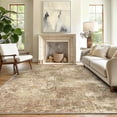 thumbnail image 1 of 5x7 Washable Area Rug Non Slip Backing Low Pile Lightweight Indoor Rug for Living Room Bedroom, Distressed Abstract Warm Taupe, 1 of 6