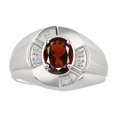 thumbnail image 1 of RYLOS Sterling Silver Ring 8X6MM Oval Gemstone & Diamond Unisex Rings Garnet January Birthstone Ring Size 12, 1 of 7