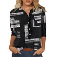 thumbnail image 2 of TIMIFIS Blouses pour Femmes Blouses d'Été pour Femmes à Manches Trois Quarts Col Ras du Cou Décontractées Imprimées Automne, 2 of 4