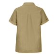 thumbnail image 3 of Chemise en Coton et Lin pour Femmes, Manches Courtes, Col en V, Ample, Décontractée, Été, Plage, Travail, 3 of 4