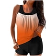 thumbnail image 1 of FAVIPT Womens Tummy Control Bathing Suit Two Piece Printed Swimsuits Modest Athletic Tank Top with Shorts 2026 Orange,M, 1 of 5