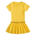 thumbnail image 1 of Liquidation d'Économies d'Été! WRKEKC Robe d'Été pour Fille, Robe Décontractée pour Fille, Robe Plissée d'Été Unie à Manches Courtes et Col Rond pour Fille 7 Ans, 1 of 2