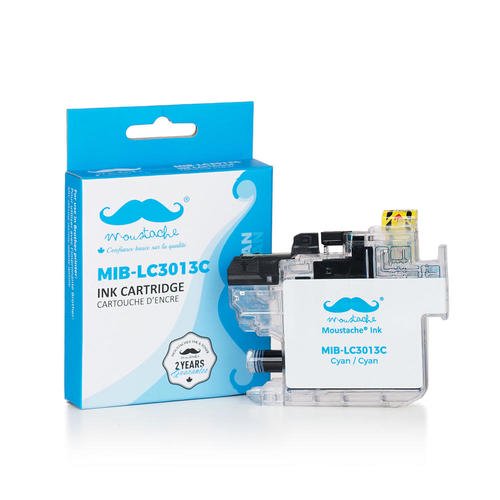 Cartouche d'Encre Cyan Compatible à Rendement Élevé pour Brother LC3013C - avec Puce - Moustache®