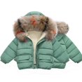 thumbnail image 2 of Kids Winter Jacket Winter Child Kids Solid Color Hoodie Zipper Coats Keep Warm Jacket Clothes, 2 of 8