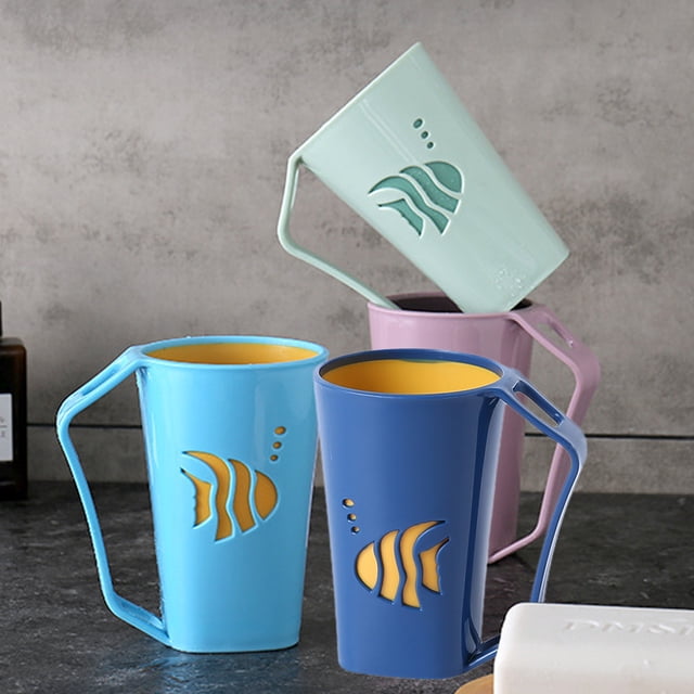 Sentmoon Mouthwash Cups 1 Toothbrush Cup Holders Shower Water Cup Toothbrush Cup with Handle Mouthwash Cup Toothpaste Travel Toothbrush Practical Storage Cup Plastic Cup Couple Home