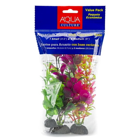 Penn-Plax Aqua Culture 3 Pk Plants Assorted