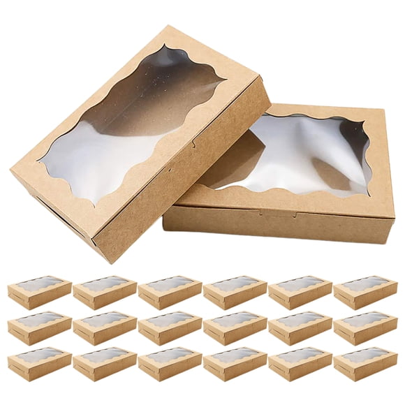 20 Pcs Boîtes en Papier Kraft pour Gâteaux avec Fenêtre pour Mettant en Vedette des Desserts, Biscuits et Pâtisseries Emballage de Cuisson Boîtes d'Emballage pour Desserts