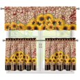 thumbnail image 1 of Sunflower Kitchen Curtain and Valance Set Music Notes Rod Pocket 36" Tier Curtains Light Filter Privacy Drapes for Home Cafe Bar Window Curtains,Pack of 3, 1 of 5