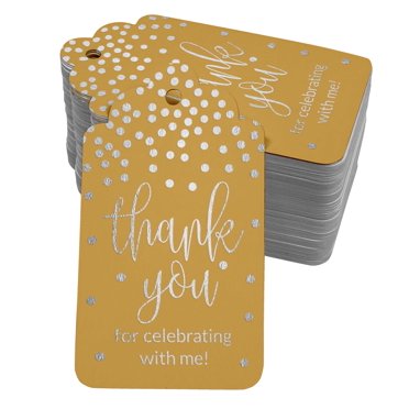Inkdotpot Silver Foil Paper Hang Tags Thank You For Celebrating With Me Birthday Favor Tags 50 Pieces