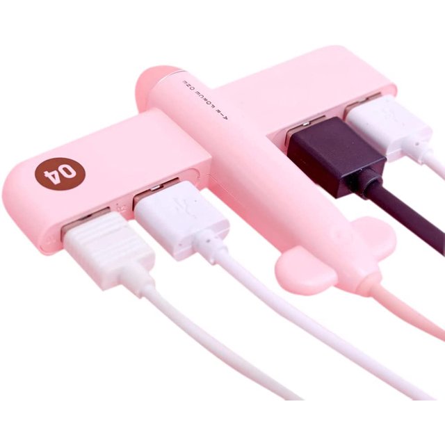 Concentrateur USB Mignon, Mini Concentrateur USB pour PC, Concentrateur USB à 4 Ports, Accessoires de Bureau Intéressants - Rose Blush