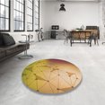 thumbnail image 4 of Ahgly Company Tapis Rond Lavable en Machine Intérieur Transitionnel Jaune, 4 Pieds Rond, 4 of 7