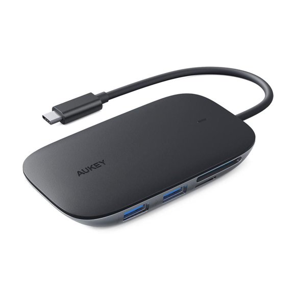 AUKEY Unity Link 7-in-1 USB-C 100 W Docking Station with PD Pass-Through - Black