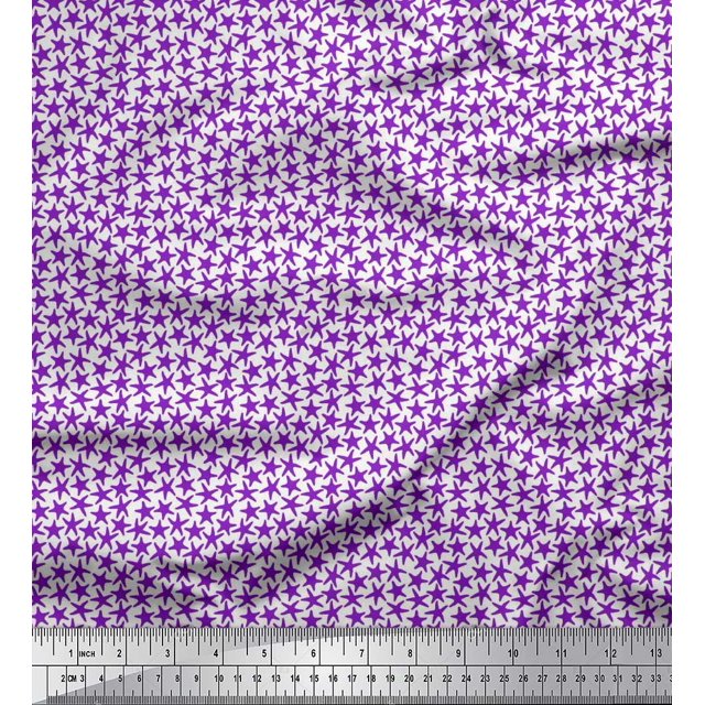 Soimoi Poly Georgette Fabric Stars Star Print Fabric by the Yard 52 Inch Wide