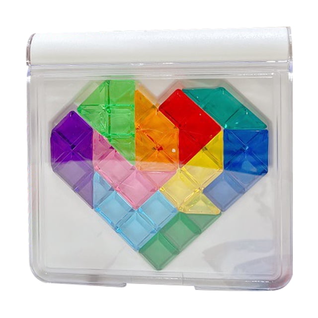IQ Games, 120 Challenges Hands On Ability 1 Player Puzzle Game for Home Type A, Type B, Type C. A travel-friendly brain teaser puzzle featuring vibrant, interlocking plastic pieces in bright colors, arranged in a heart shape within a clear plastic case. Promotes hand-eye coordination, creativity, and problem-solving skills.