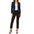 thumbnail image 2 of INSPIRE CHIC Blazer pour Femme à devant Ouvert Veste de Tailleur Courte d'Été pour le Travail L Bleu Foncé-Uni, 2 of 6