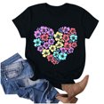 thumbnail image 1 of Liquidation d'Économies d'Été Iumwxz T-Shirts de la Saint-Valentin pour Femmes T-Shirts Basiques Hauts de Sortie pour Femmes T-Shirts Graphiques à Motif Floral Col Rond Manches Courtes Hauts pour Femmes Amples et Fluides pour la Course et les Courses, 1 of 4