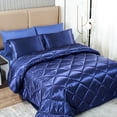 thumbnail image 1 of JML Luxury Satin 8-Piece Comforter Set, Silky Satin, Solid Color, King, 1 of 5