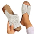 thumbnail image 4 of Gspmoly Sandales à Enfiler pour Femmes, Mode Décontractée d'Été Nouvelle Plage Bout Rond Couleur Unie Sandales Compensées Ajourées Pantoufles pour Femmes Blanc 36, 4 of 6