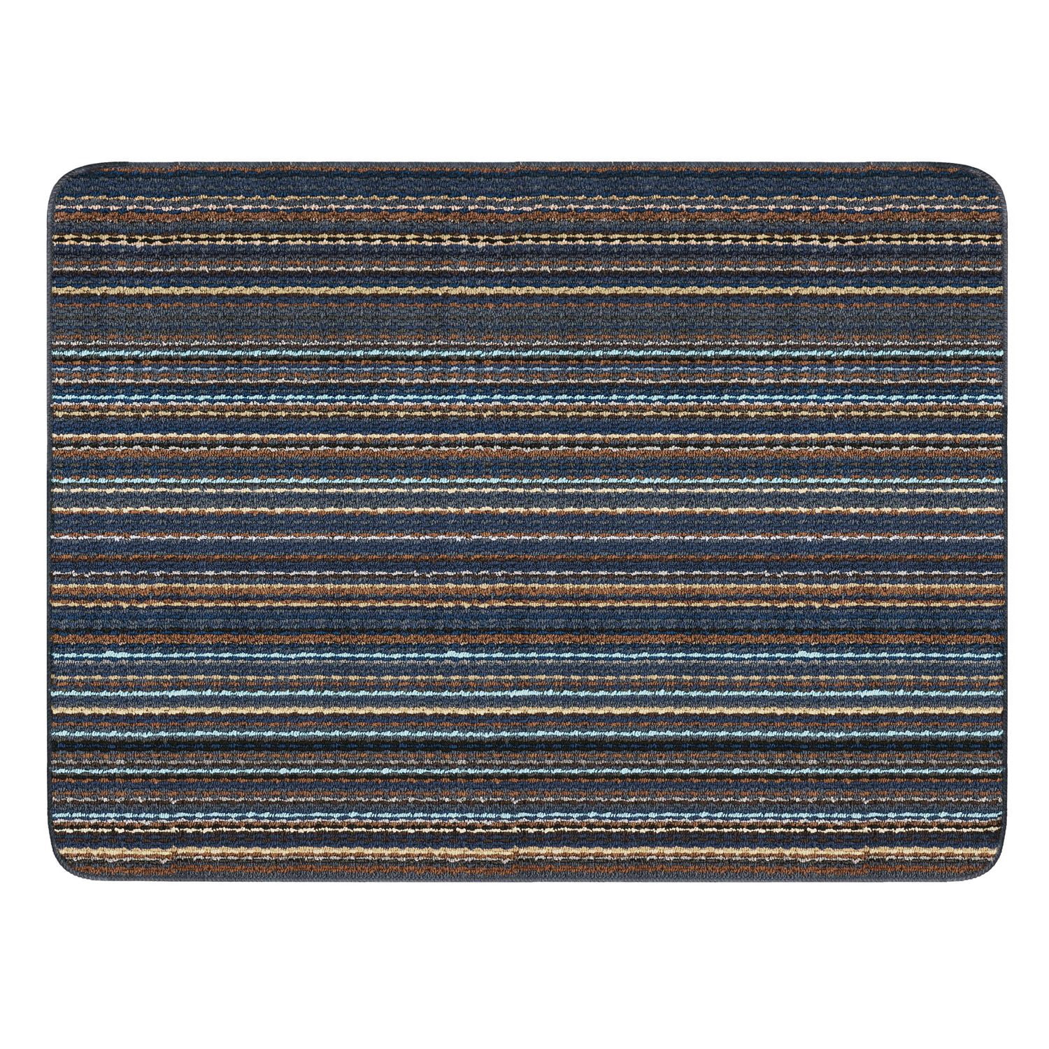 Tapis d’appoint lavable touffeté Mainstays Warwick 3 pi x 4 pi, antidérapant, rayures multicolores, couleurs assorties, intérieur cuisine couloir entrée buanderie