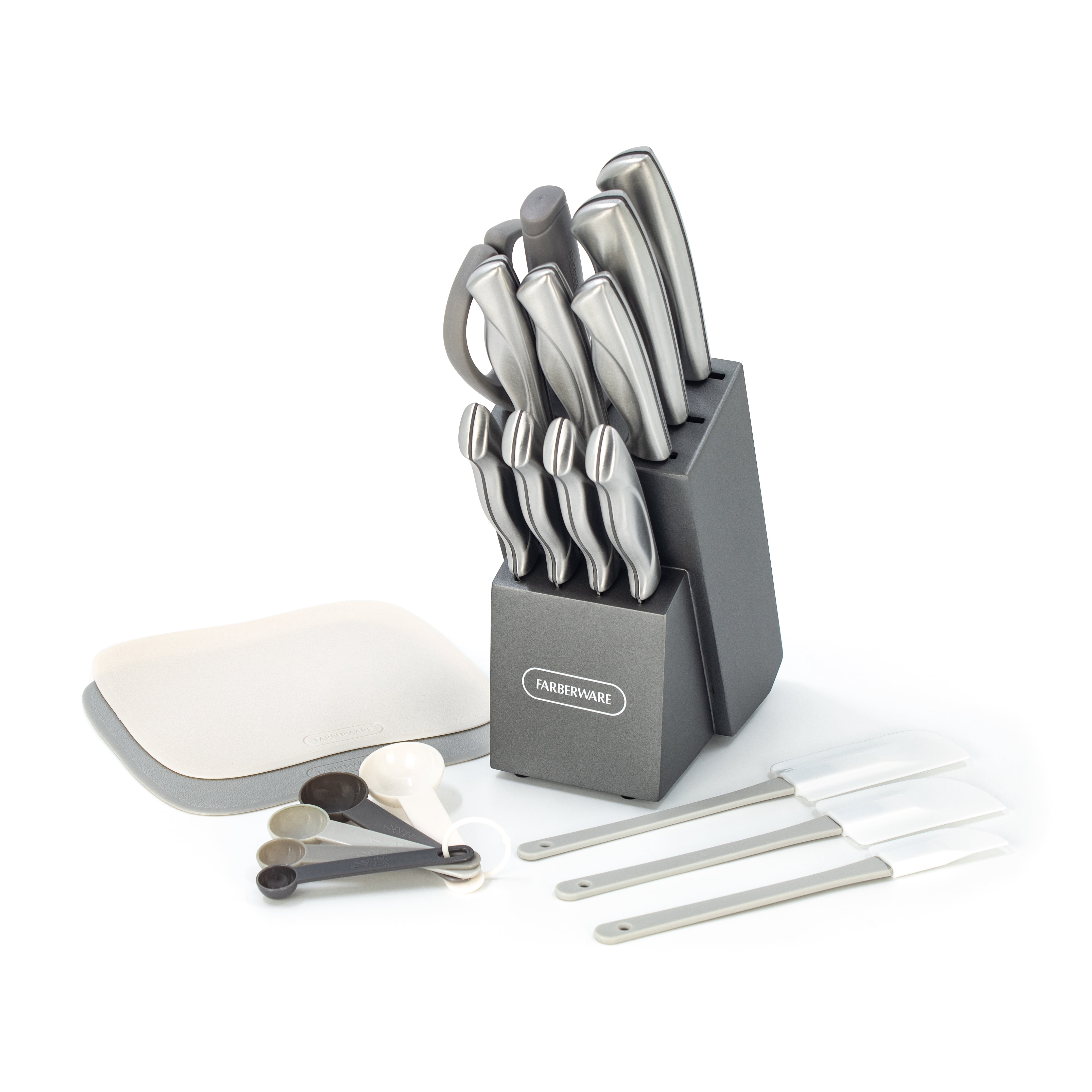 Ensemble de couverts Farberware 22 pièces en acier inoxydable, gris