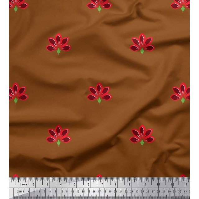 Soimoi polyester Crepe Fabric Artistic Floral Print Fabric by Yard 52 Inch Wide