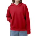 thumbnail image 1 of Aocisk Chandail à Capuchon Décontracté pour Filles, Uni, Confortable, Athlétique, Rouge, 7-8 Ans, 1 of 1