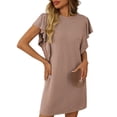 thumbnail image 2 of Ovzne Robes pour Femmes Robe d'Été Robe d'Été pour Femmes Couleur Unie Sans Manches Col Ras du Cou Robe Grande Taille Robe Maxi Liquidation, 2 of 7