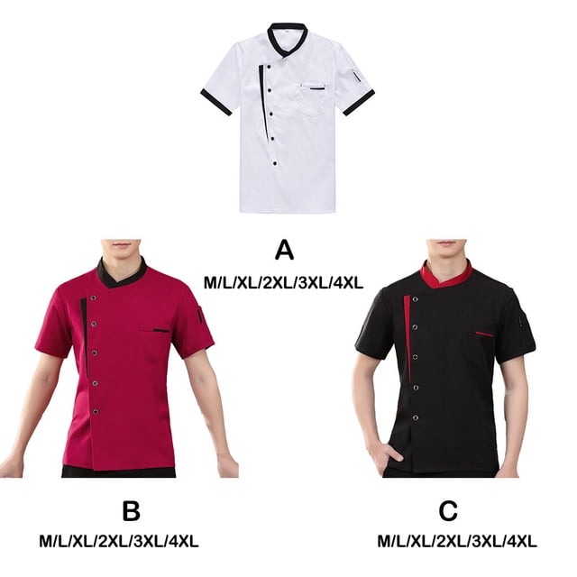 Chef Jacket Men Chef Coat Skin Friendly O-Neck Oversized Chef Uniforms O-Neck Cheap Short Sleeve Tops Bakery Cooking Clothes Work Wear White M