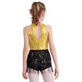 thumbnail image 2 of YONGHS Enfants Filles Paillettes Latin Jazz Robe de Danse à Franges Smoking Danse Moderne Justaucorps Combinaison Jaune 12, 2 of 7