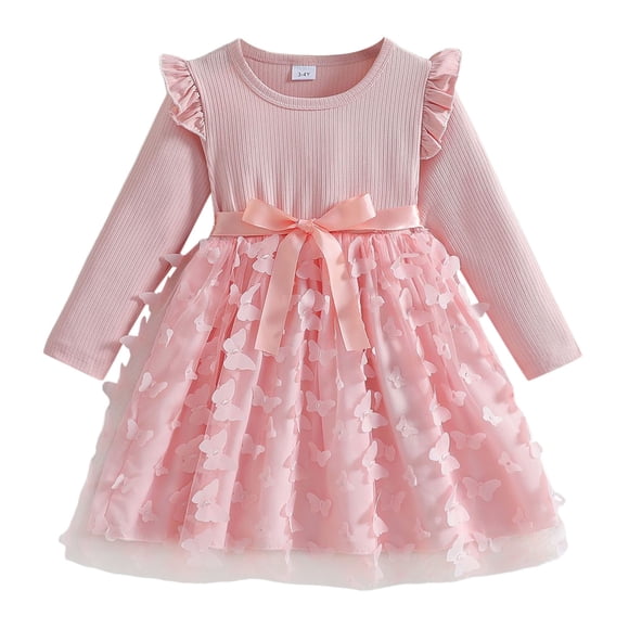 FhsagQ Dresses Christmas Dresses for Girls 7-8 Graduation Toddler Children Girls Long Sleeve Bowknot Prints Dresses Dress Clothes Christmas Dresses for Girls 14-16 Size 5-6 Years