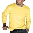 thumbnail image 3 of UVEASISHA Men's Solid Ribbed Knit Sweater Fall Winter Casual Regular Fit Pullover Tops Knitted Round Neck Raglan Sleeve Jumpers Cozy Sweaters for Men 2025 Clearance Sales Today Yellow XL, 3 of 7