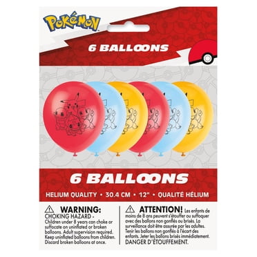 Unique Industries' Pokémon Assorted Red, Yellow, Blue Latex Balloons, 12in, 6ct