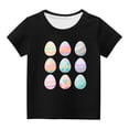 thumbnail image 1 of Penkiiy T-Shirts de Pâques pour Enfants Garçons Filles Mode Œufs de Pâques Imprimé Col Rond Manches Courtes 11 Ans Noir, 1 of 4