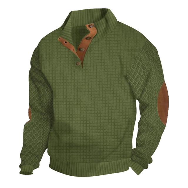 Birdeem Chandail à Col Montant Manches Longues Style Bouton pour Hommes